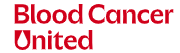 red lettering on white background spelling Blood Cancer United